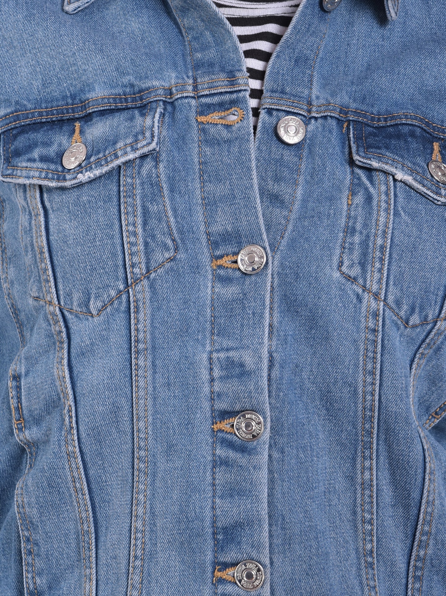 Light blue full sleeve denim jacket for women