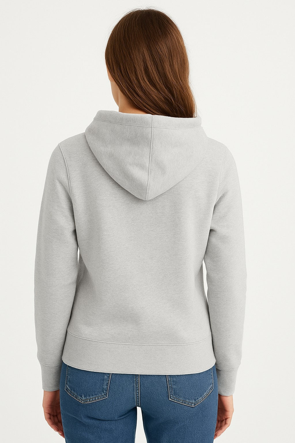 Grey Cotton-Blend Hoodie with front zip closure