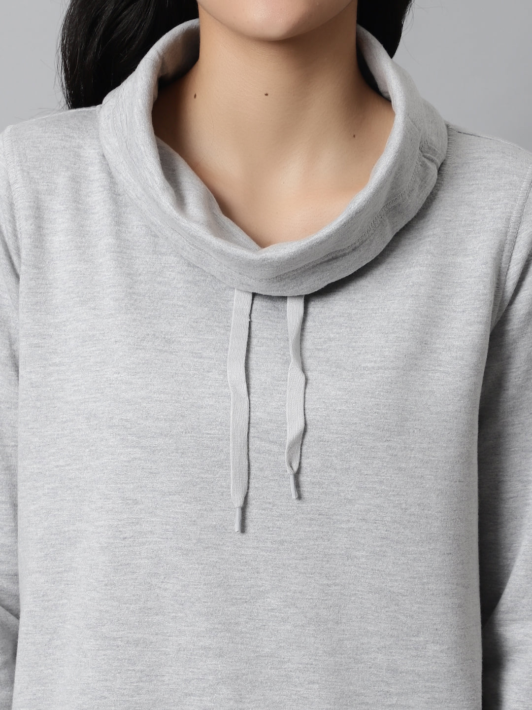 Cotton High-Neck Full Sleeve Grey sweater