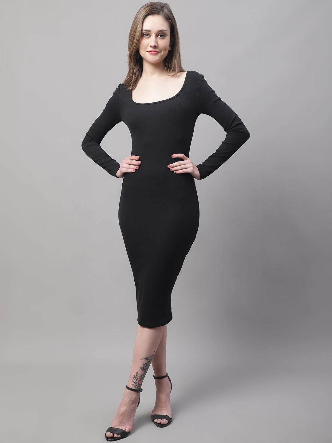 knee length black bodycon dress Smihono Women's Summer Bodycon Dress
