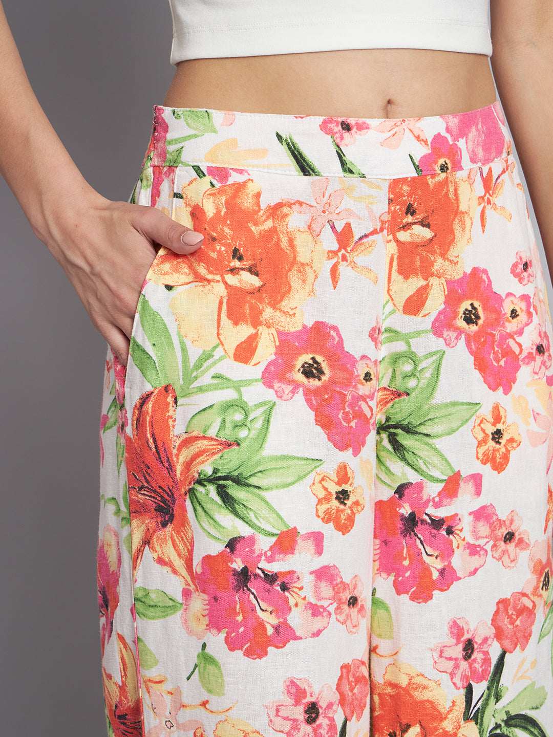 Flared fit Linen Solid Multicolor wide-leg Culottes