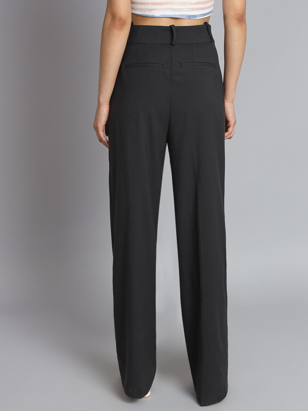 Office wear plus Size Button-Front Wide Leg Pants