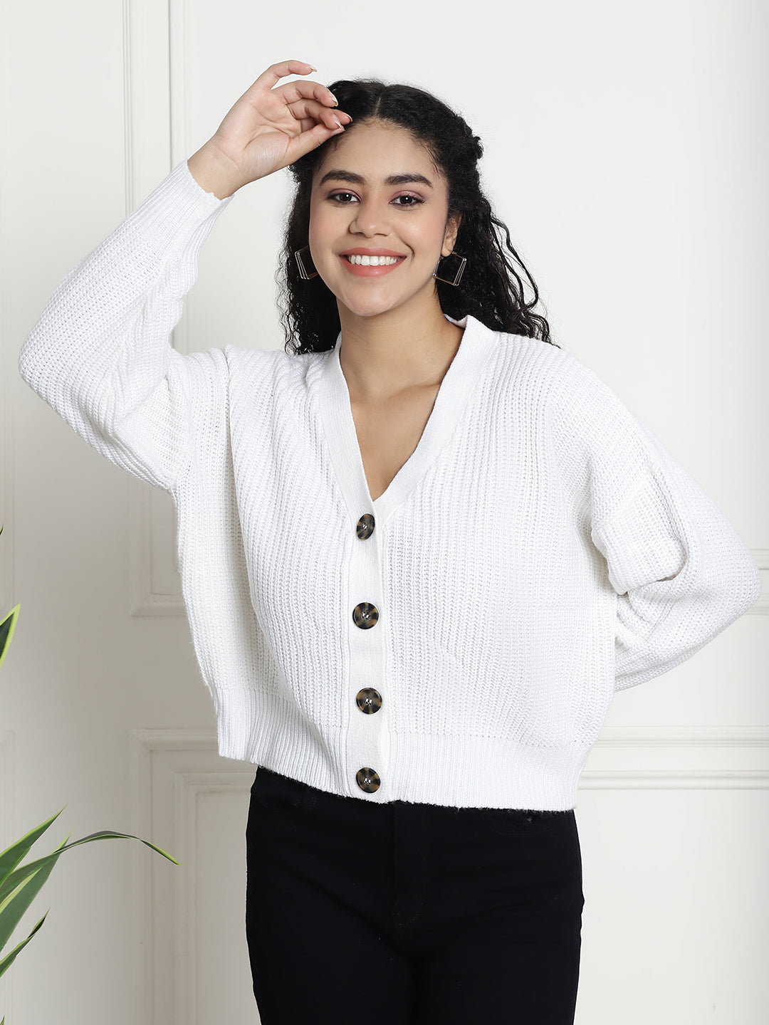 White button on sale front cardigan