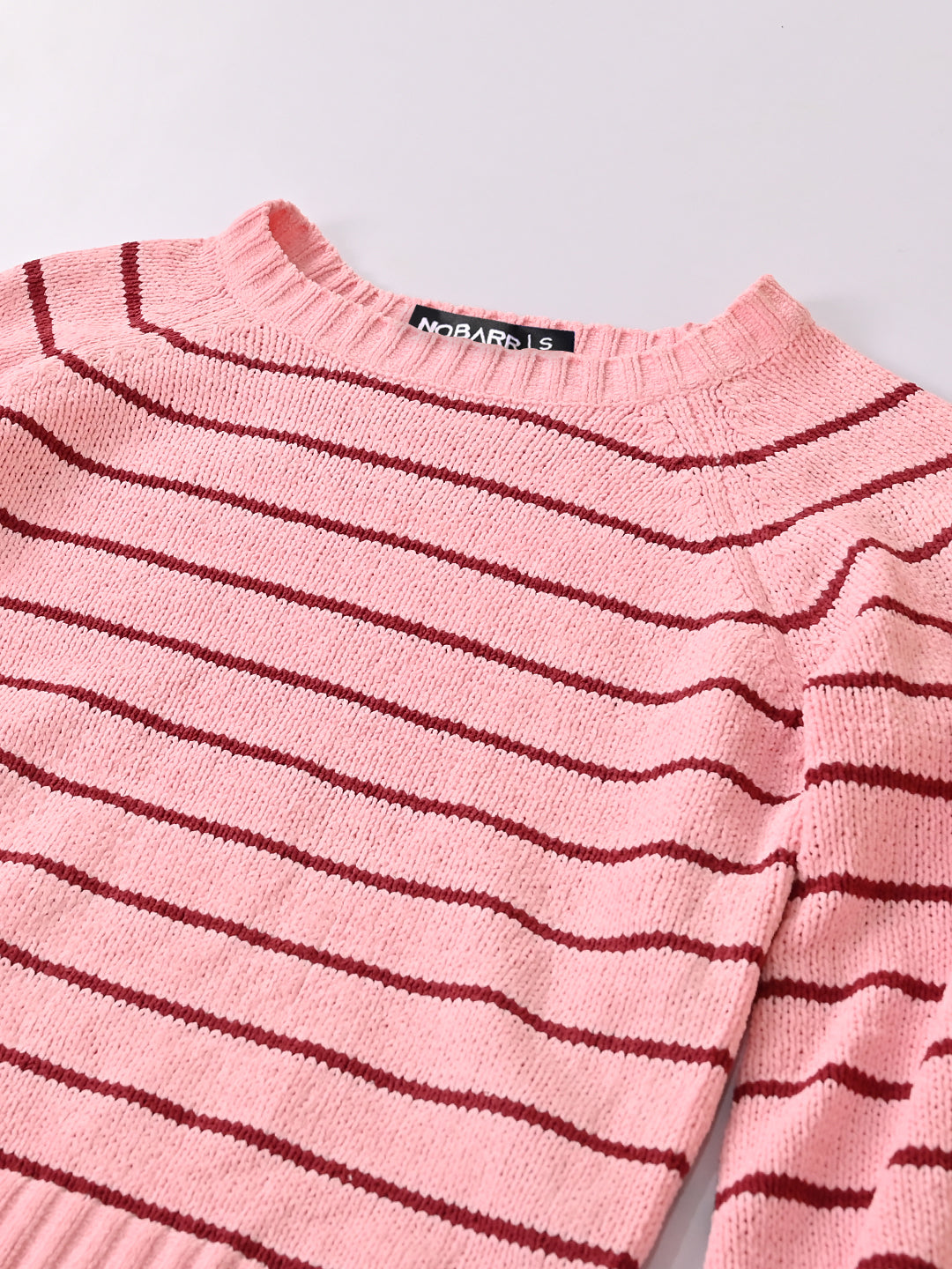 Viscose Pink cropped sweater with Vertical stripes