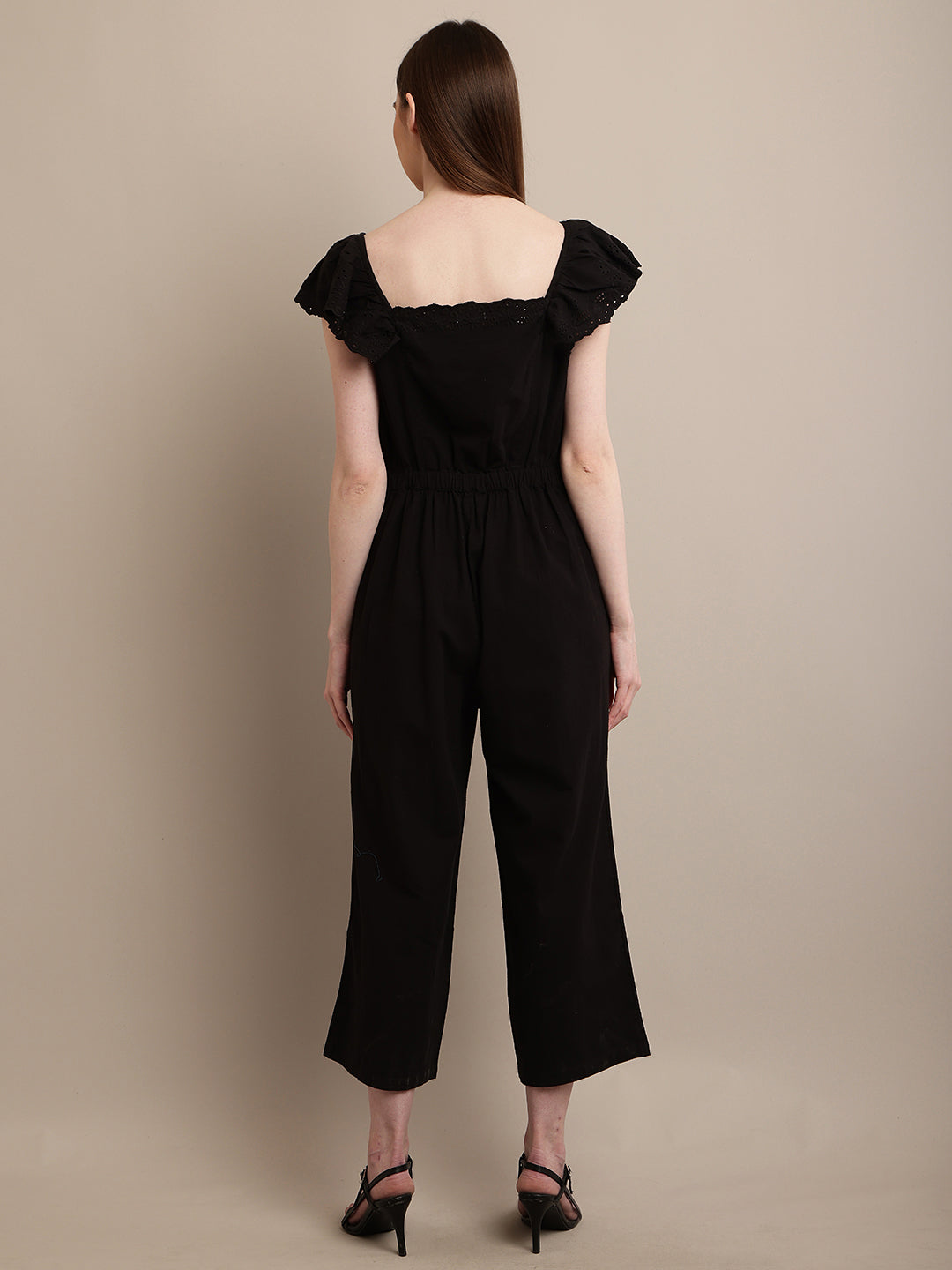 Cotton Black Solid Basic Black Jumpsuit