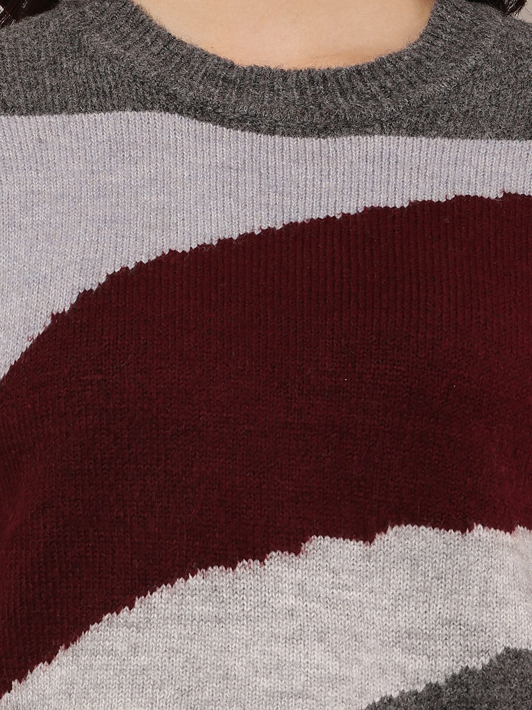 Acrylic Round Neck Sweater with Full Sleeves Multicolour Sweater