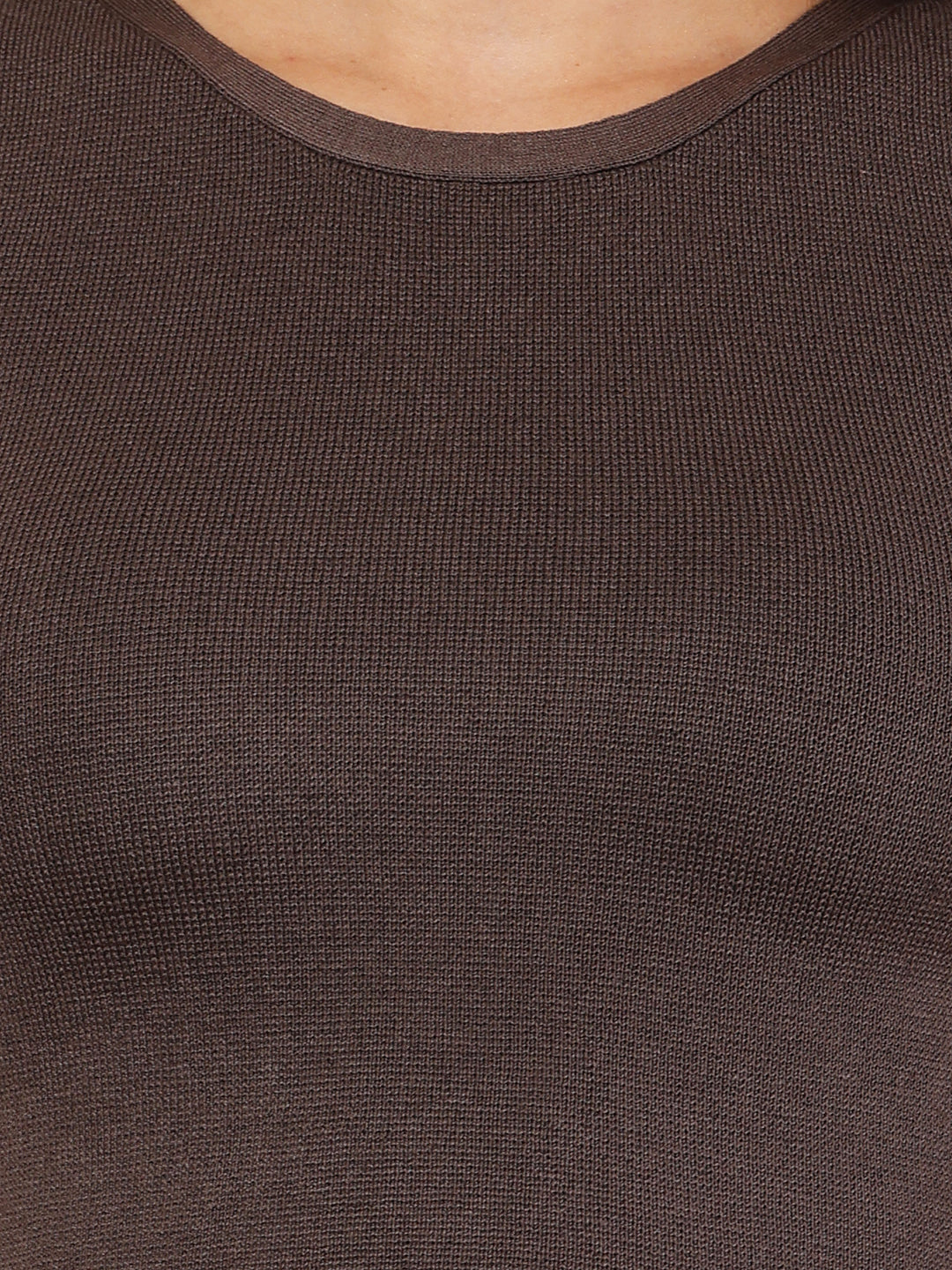 Viscose Round Neck Casual Sleeveless Solid Dark Grey Top