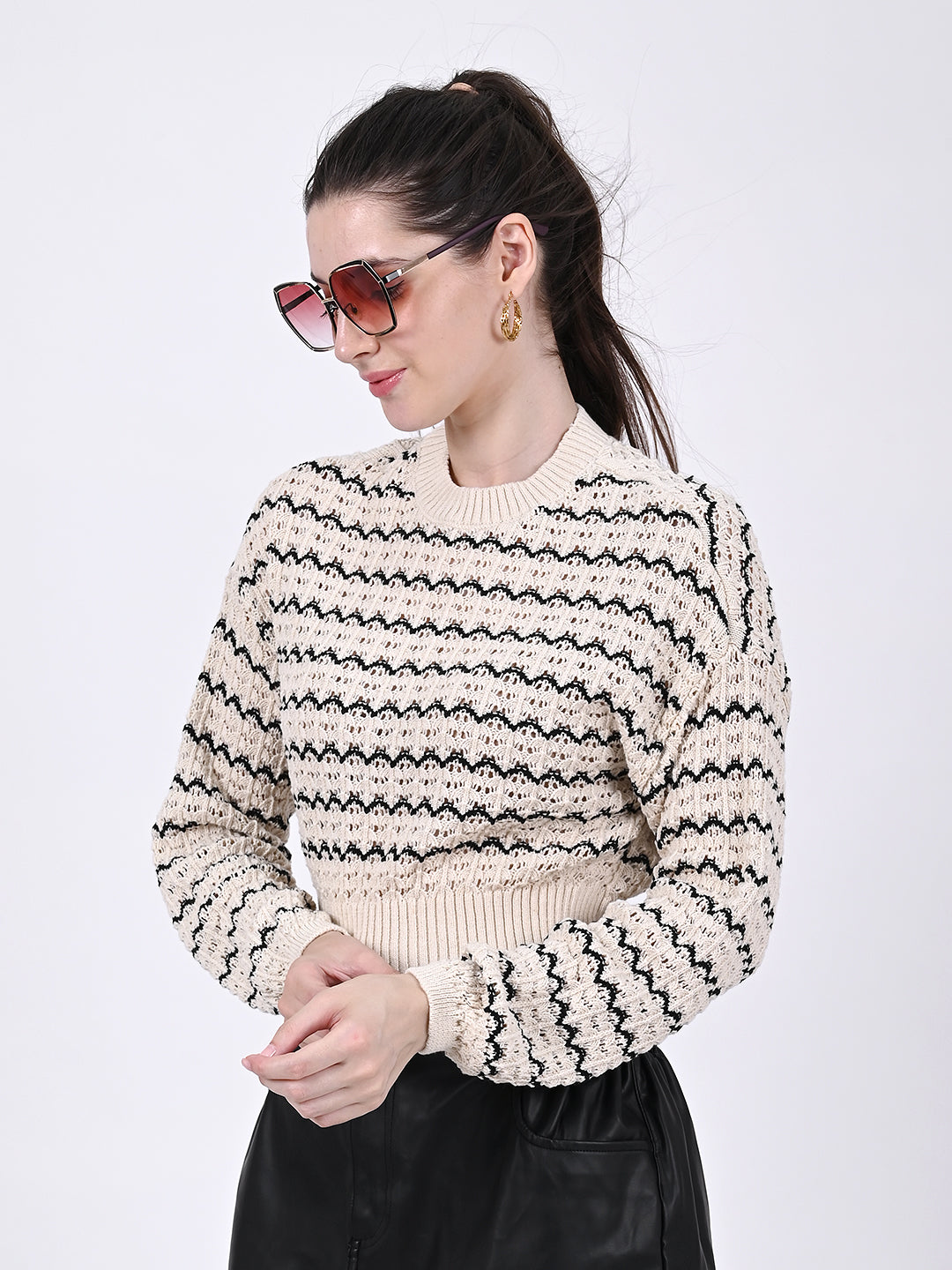 Cotton Full Sleeve Loose Knit Sweater