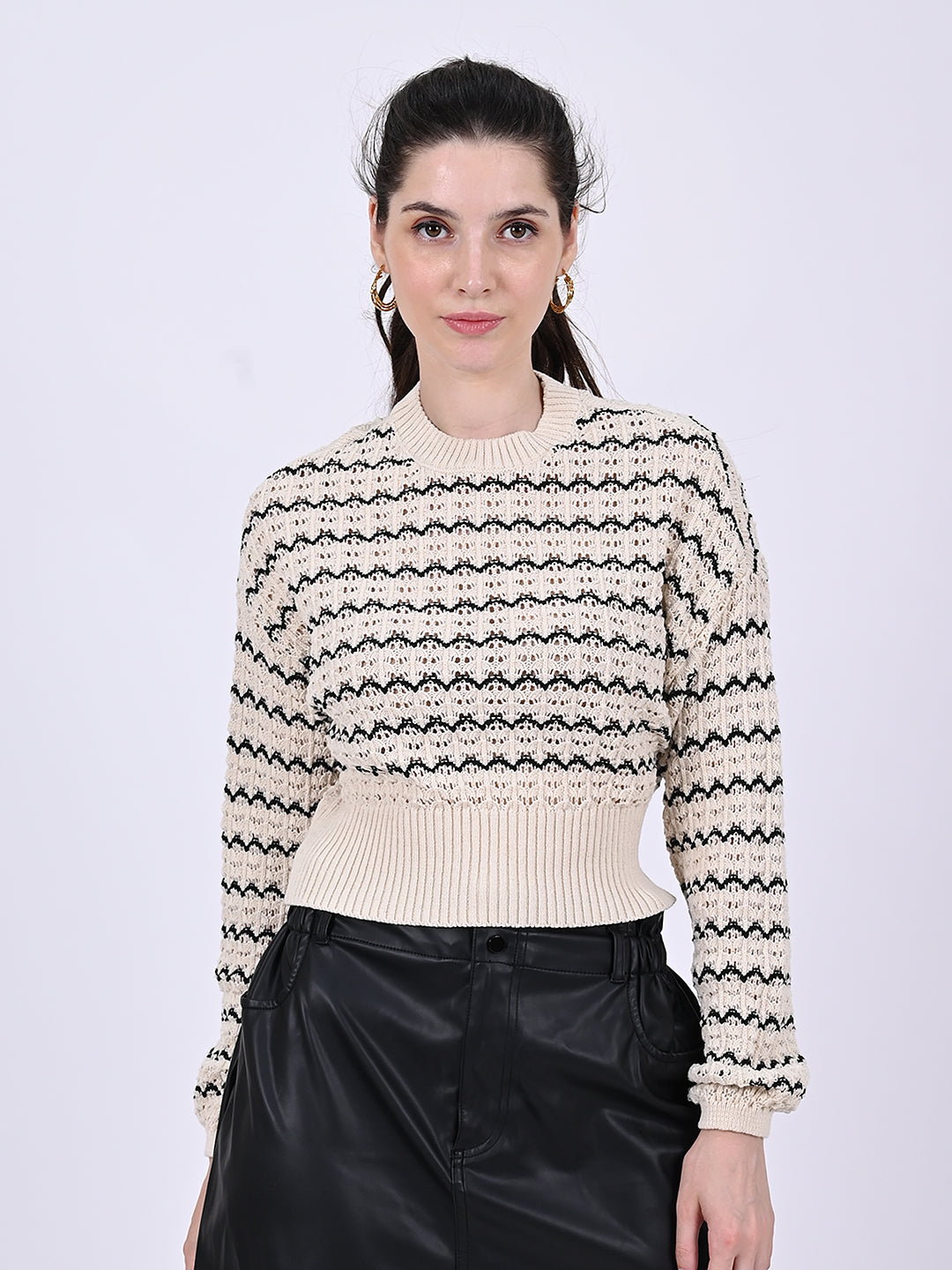Cotton Full Sleeve Loose Knit Sweater