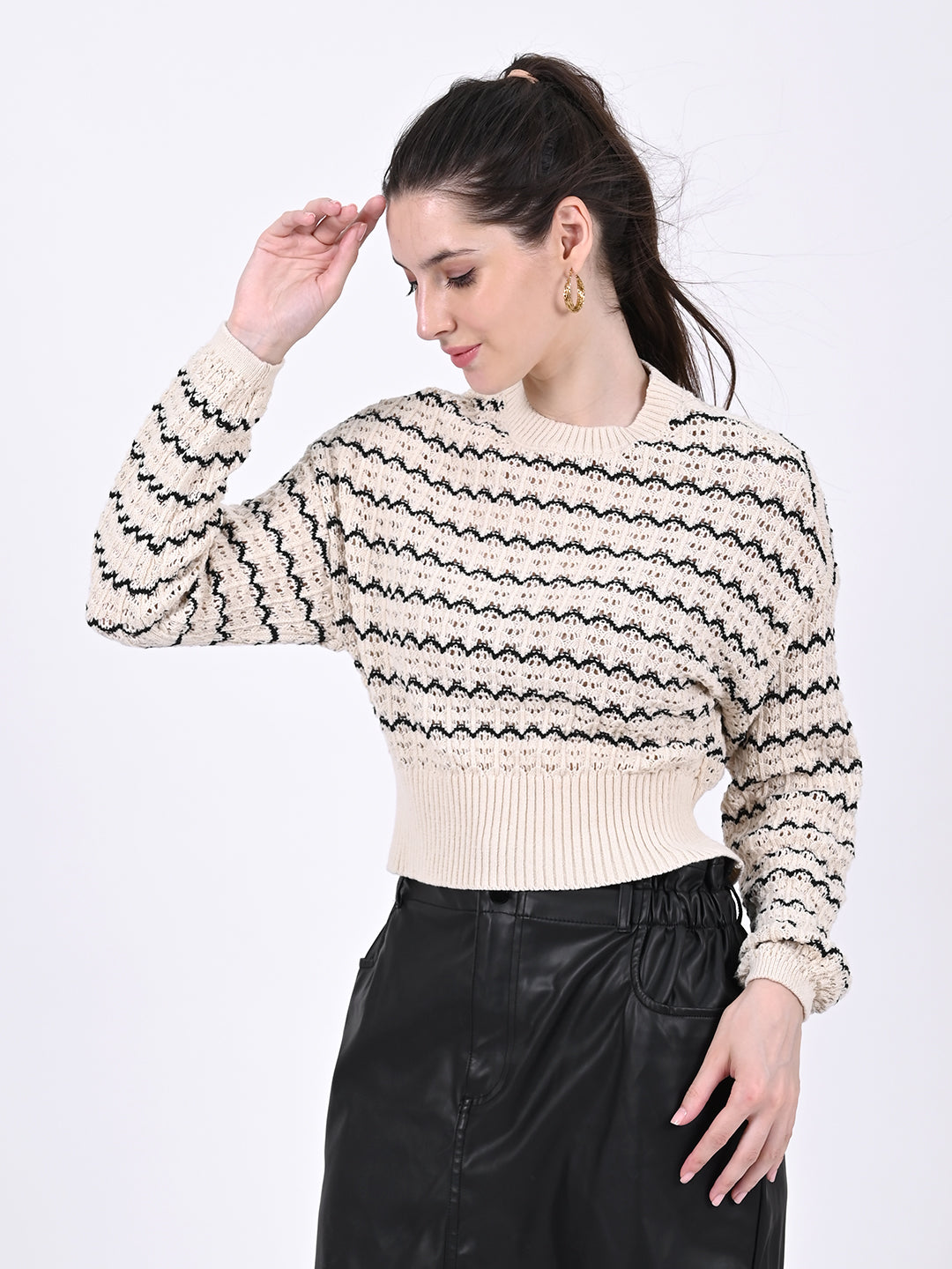 Cotton Full Sleeve Loose Knit Sweater