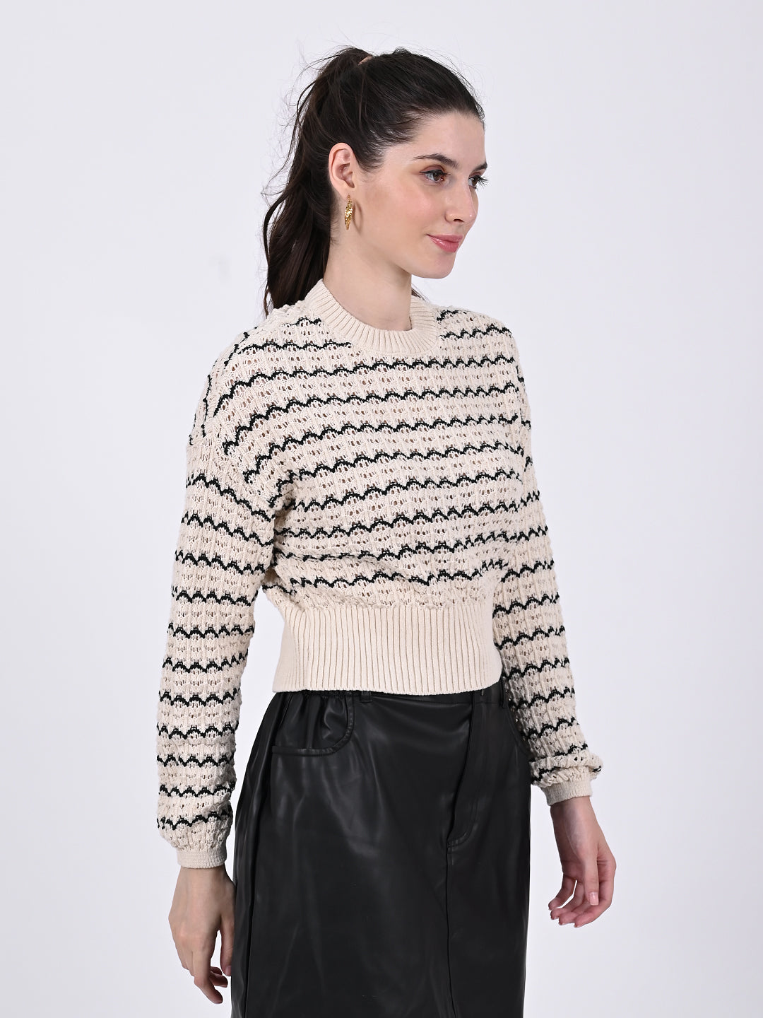Cotton Full Sleeve Loose Knit Sweater