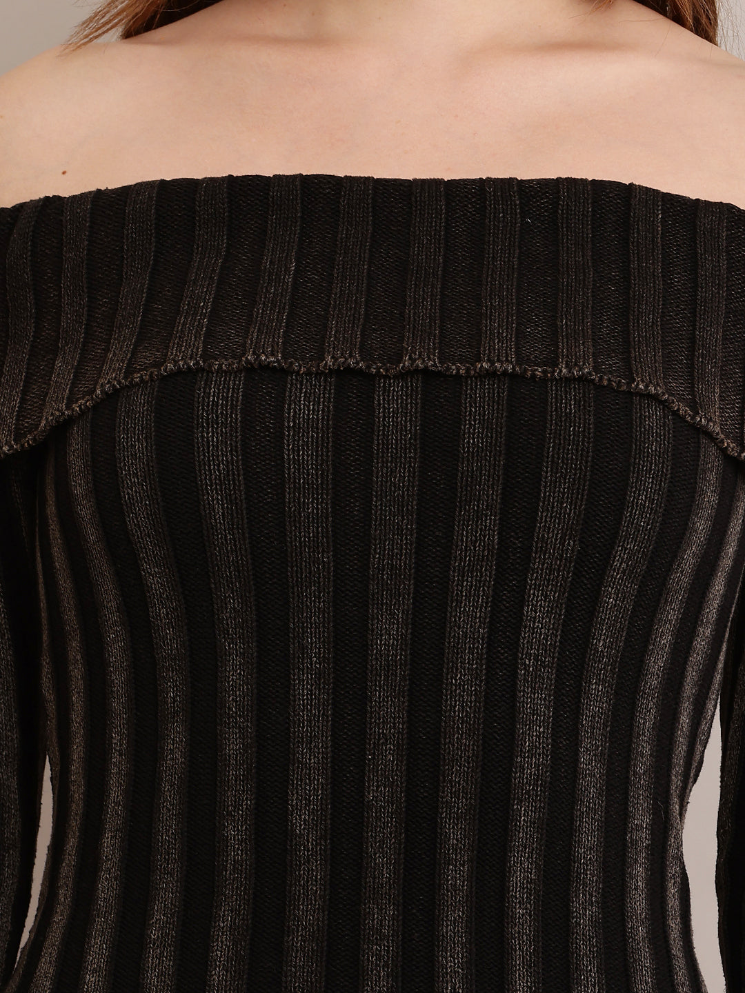 Polyester Off-shoulder rib-Knit Mini Black BodyCon Dress