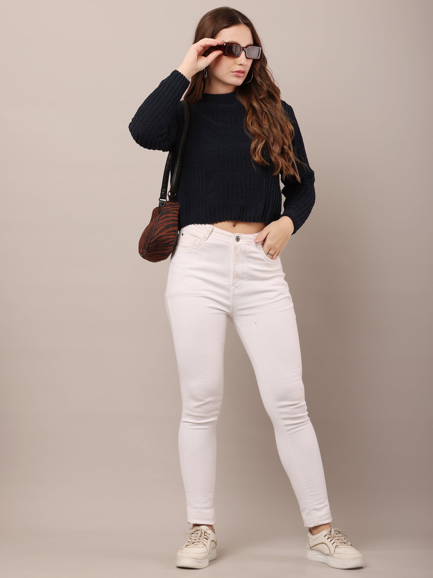 Cotton Full Sleeve with Round Neck Dark Blue Sweater