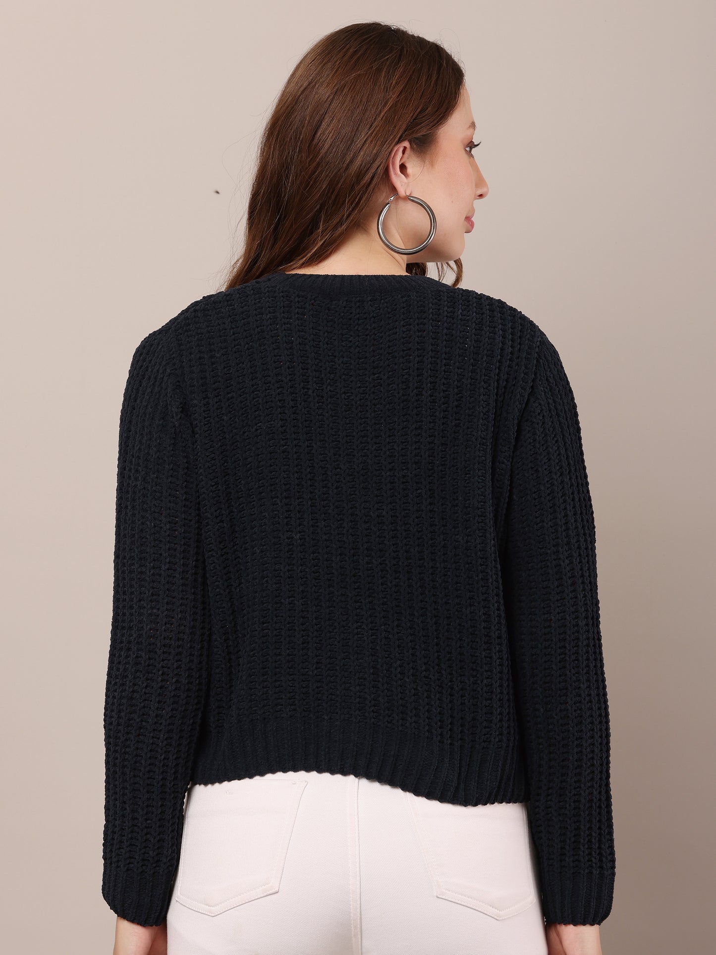Cotton Full Sleeve with Round Neck Dark Blue Sweater