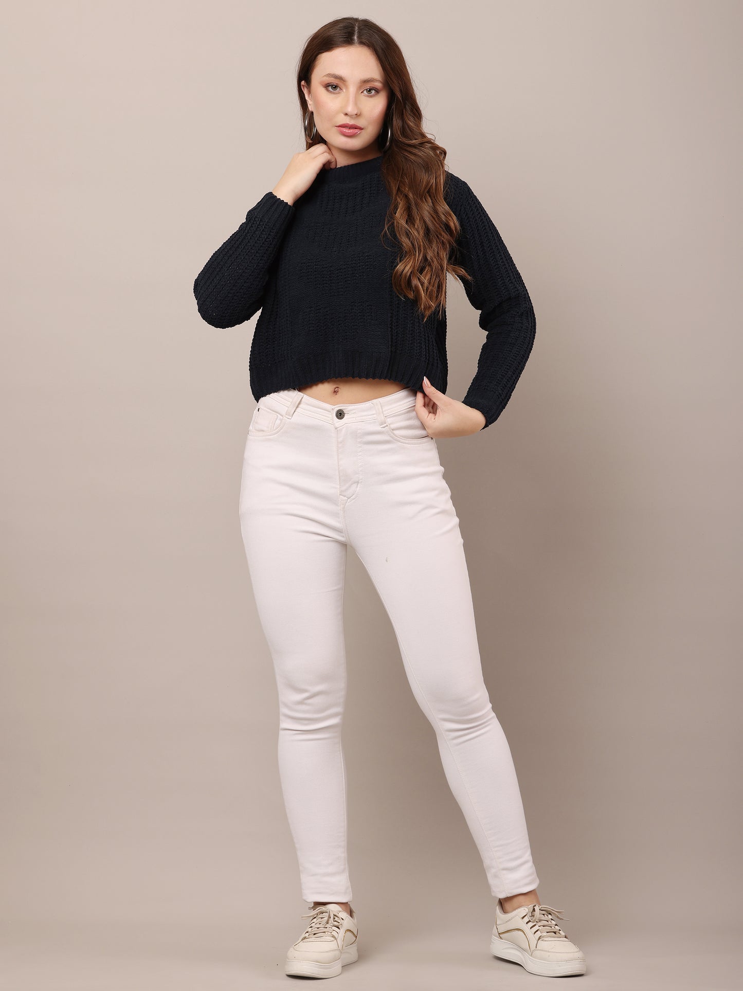 Cotton Full Sleeve with Round Neck Dark Blue Sweater