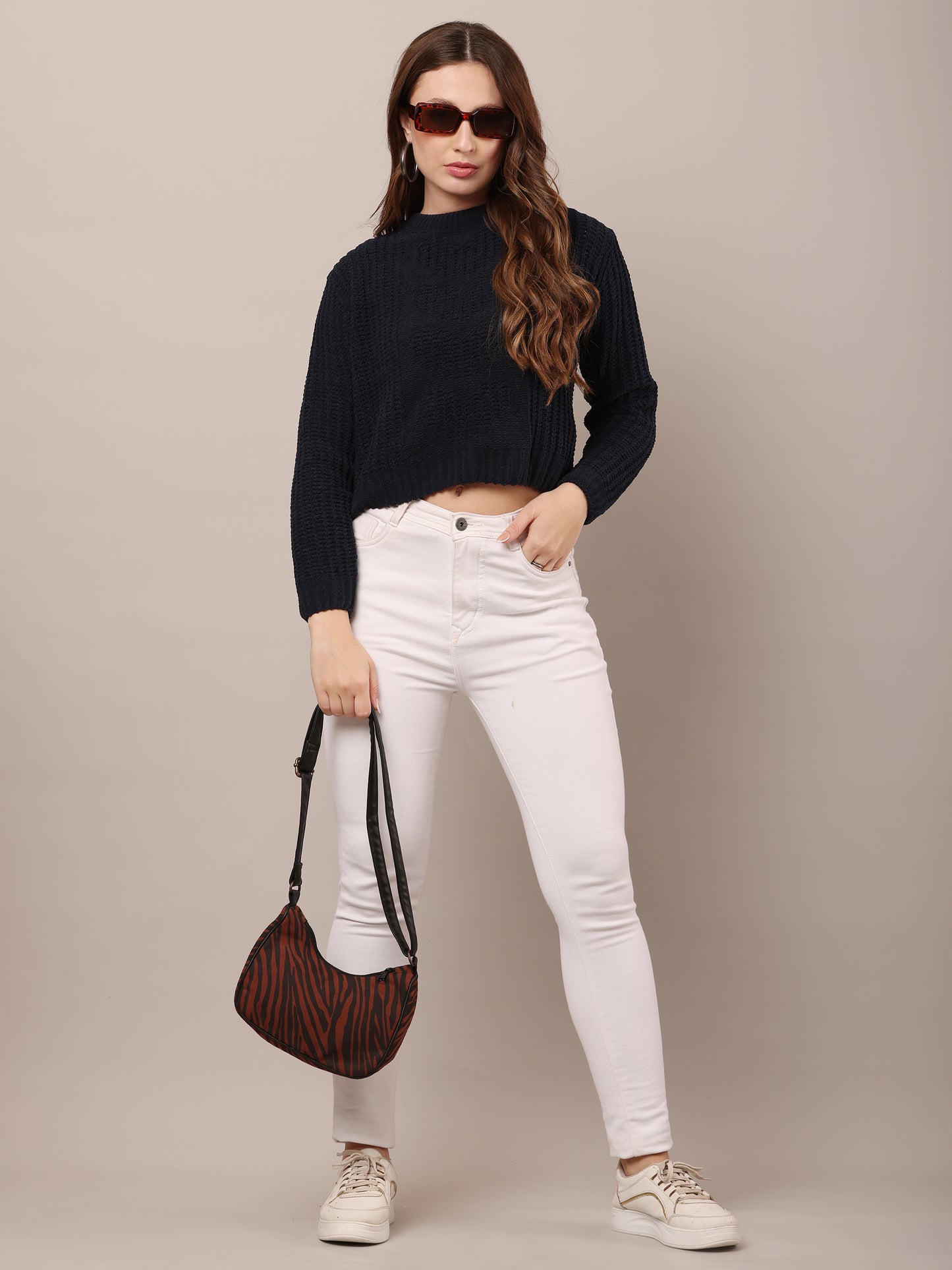 Cotton Full Sleeve with Round Neck Dark Blue Sweater