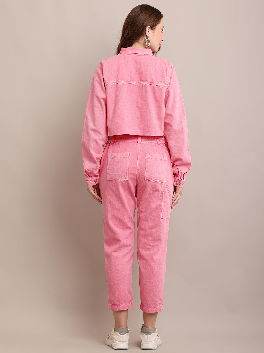 NoBarr Women’s Cotton Full Sleeve Jacket with Pant Pink Cord Set Stylish