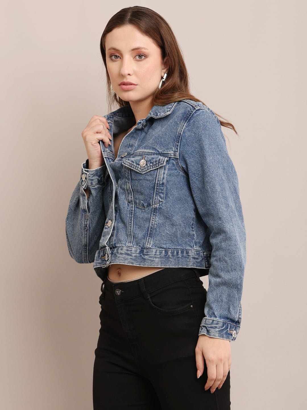Denim Full Sleeve with Shirt Collar Regular fit Blue Jacket