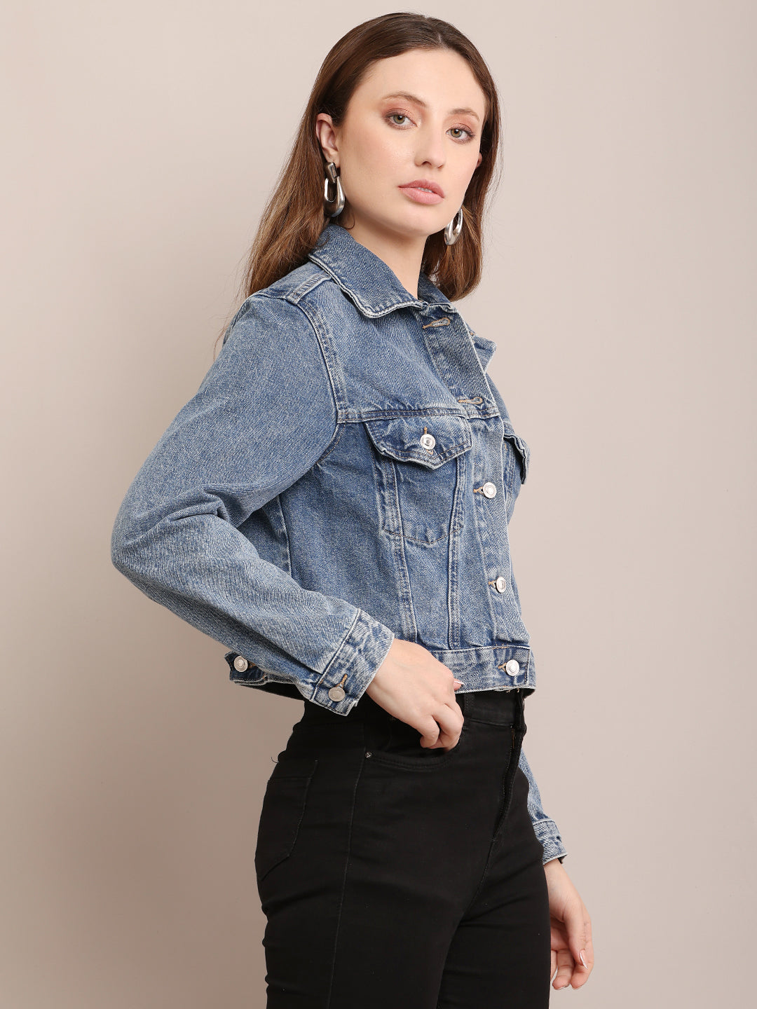 Denim Full Sleeve with Shirt Collar Regular fit Blue Jacket