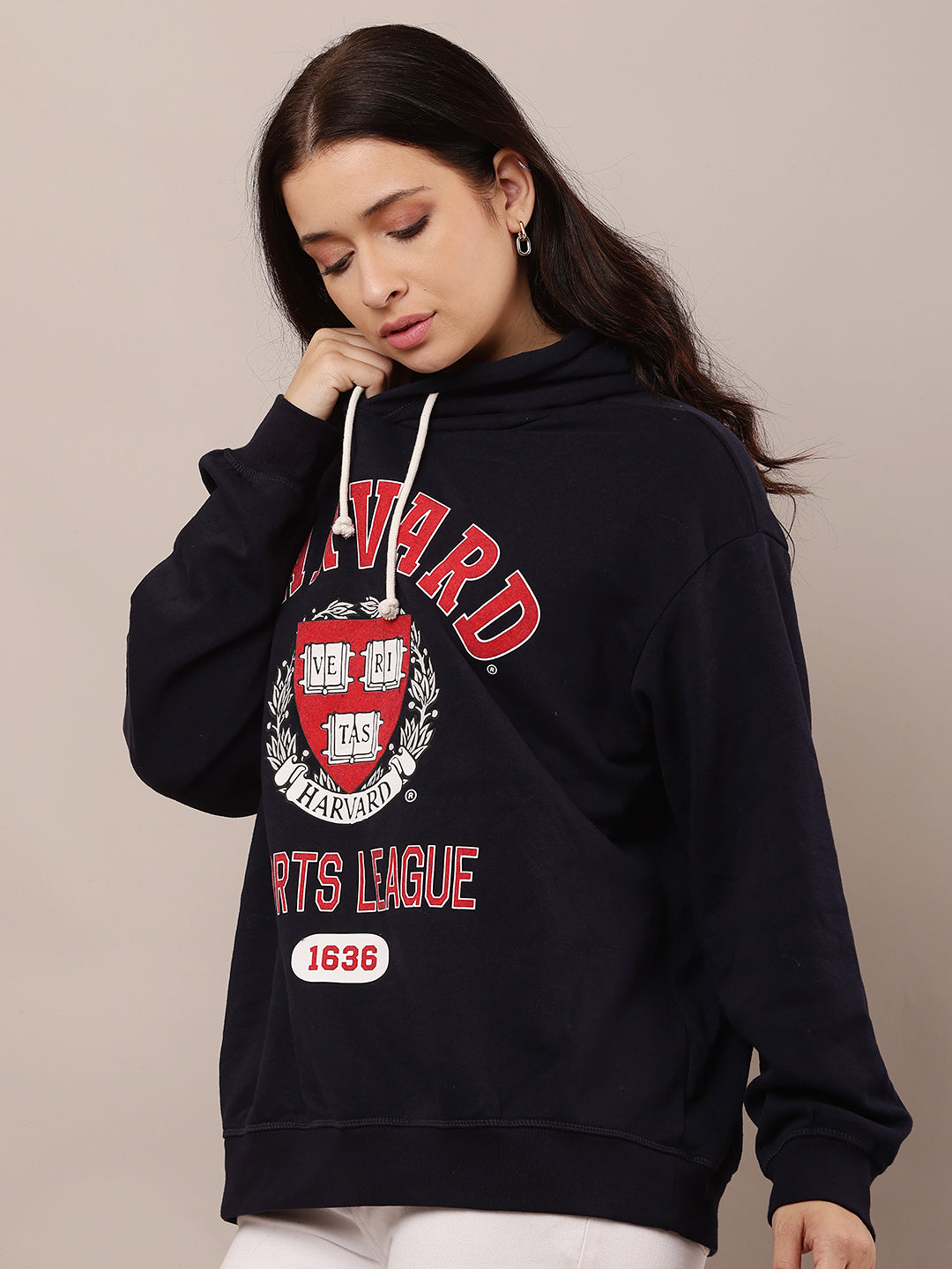 Cotton Full Sleeve with Hooded Dark Blue Sweatshirt