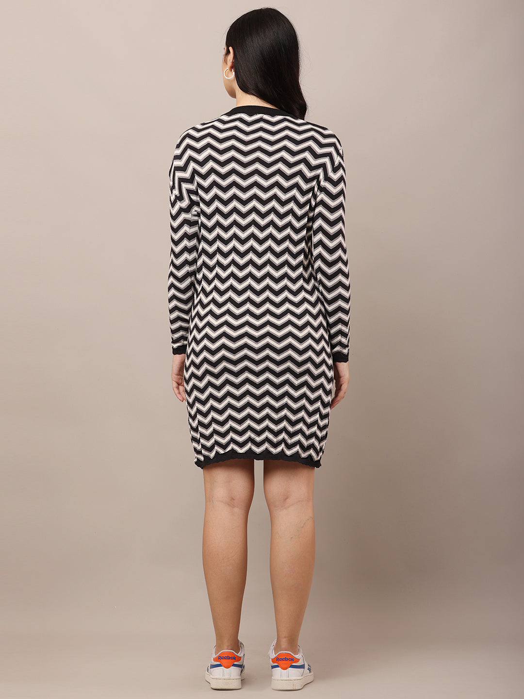 Viscose Full Sleeve with Round Neck Geometric Print Bodycon Dress