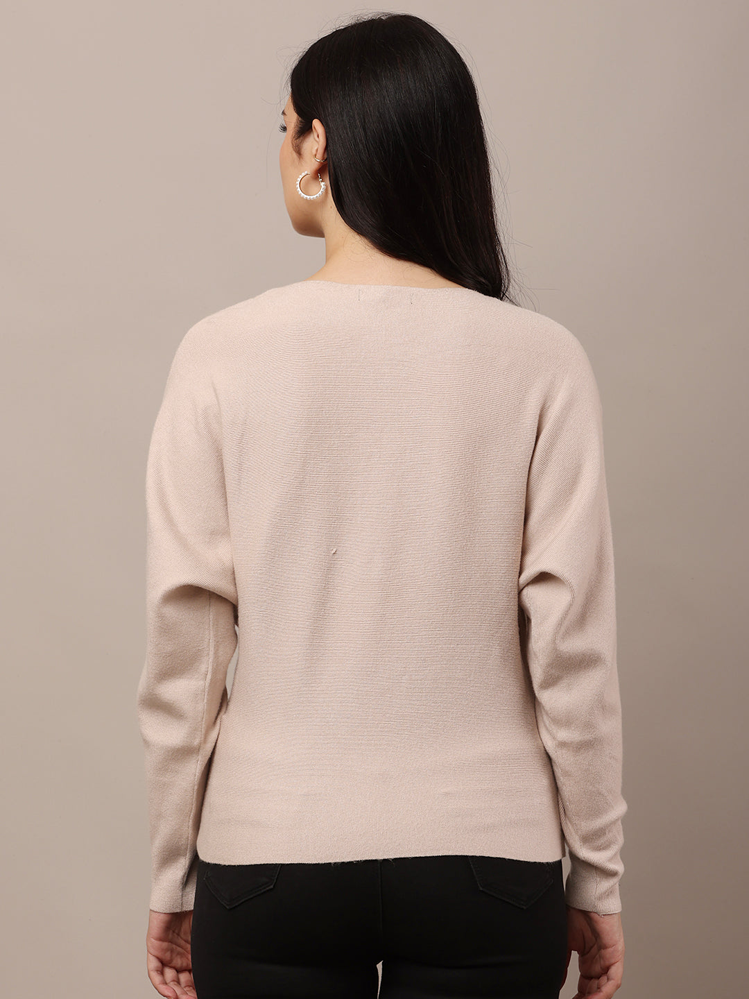 Acrylic V-Neck with Full Sleeve Beige Sweater