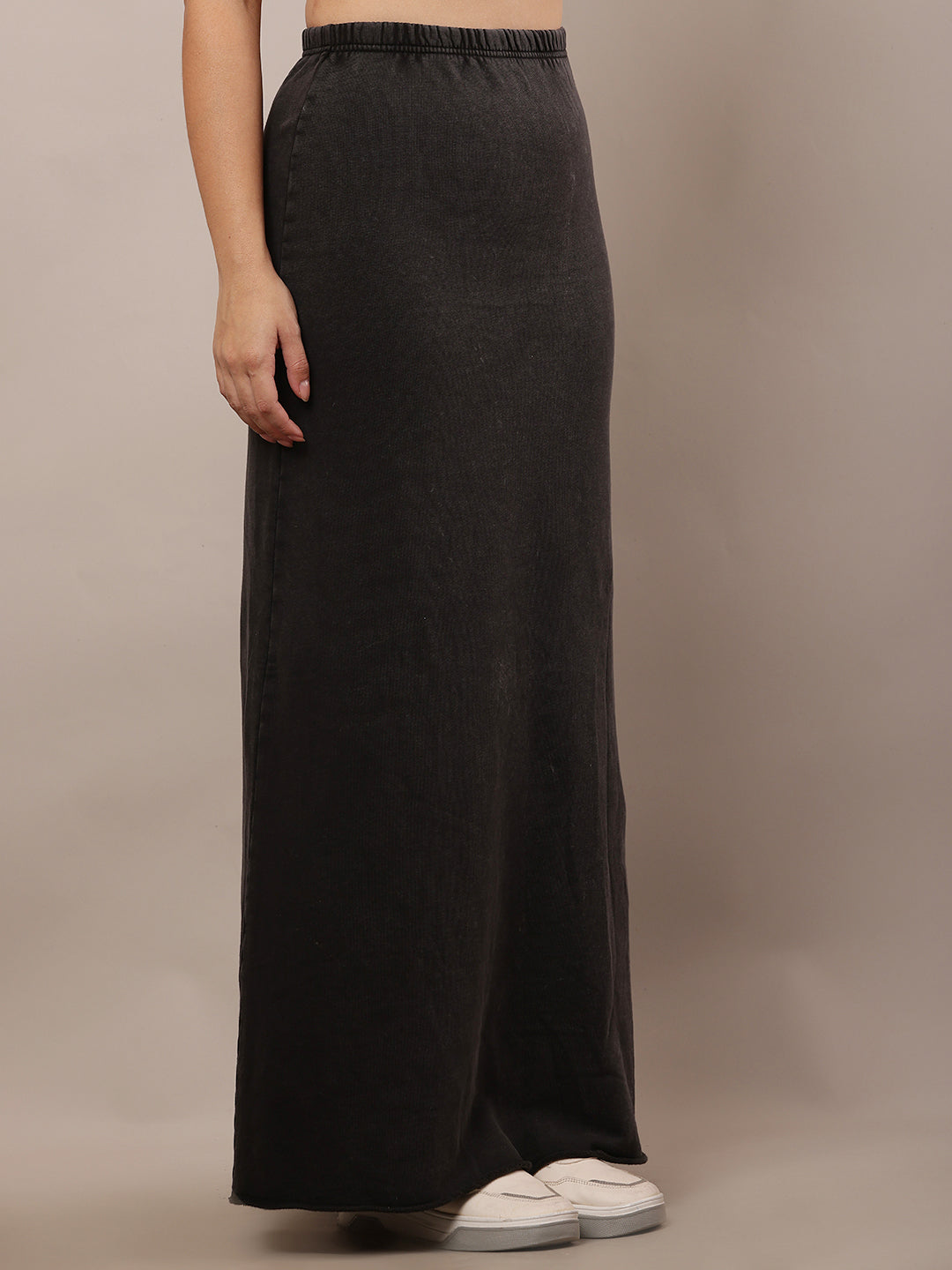 Acrylic Elastic waistband A-Line Maxi Dark Grey Skirt