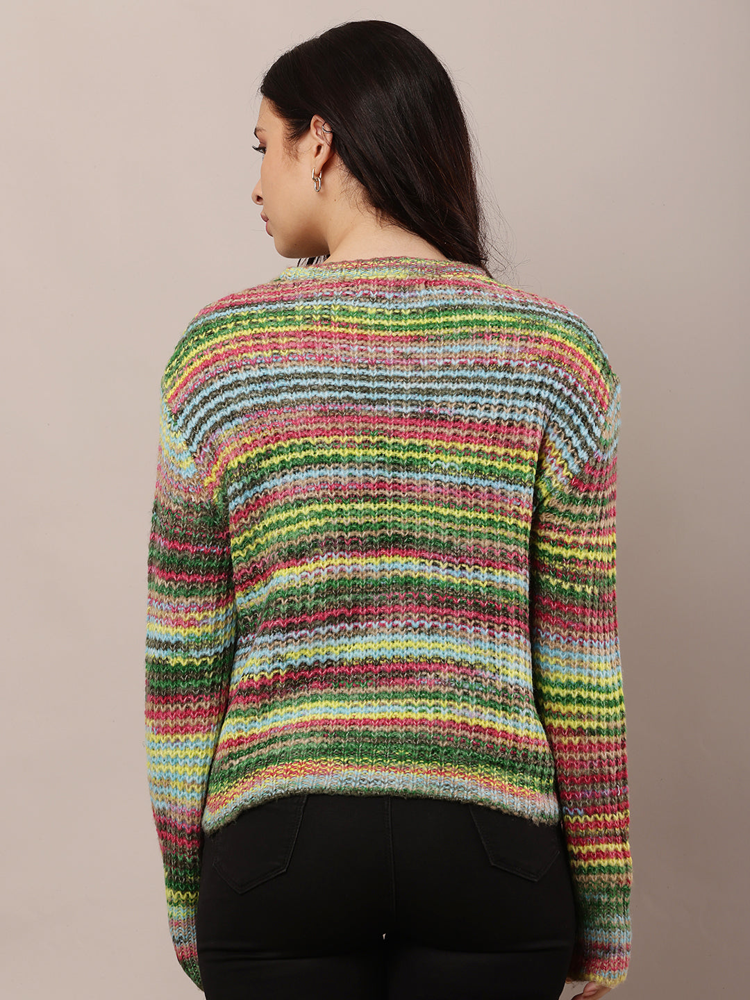 Wool Full Sleeve with Round Neck Multicolour sweater