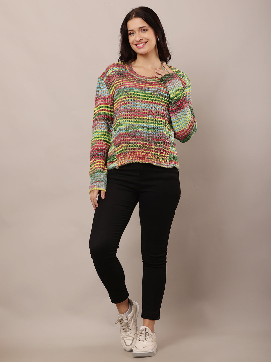 Wool Full Sleeve with Round Neck Multicolour sweater