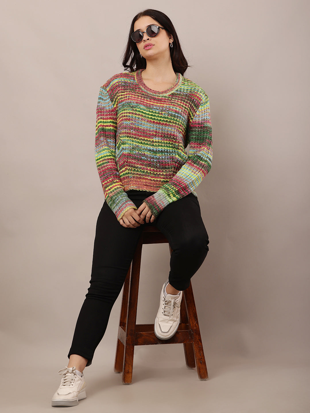 Wool Full Sleeve with Round Neck Multicolour sweater