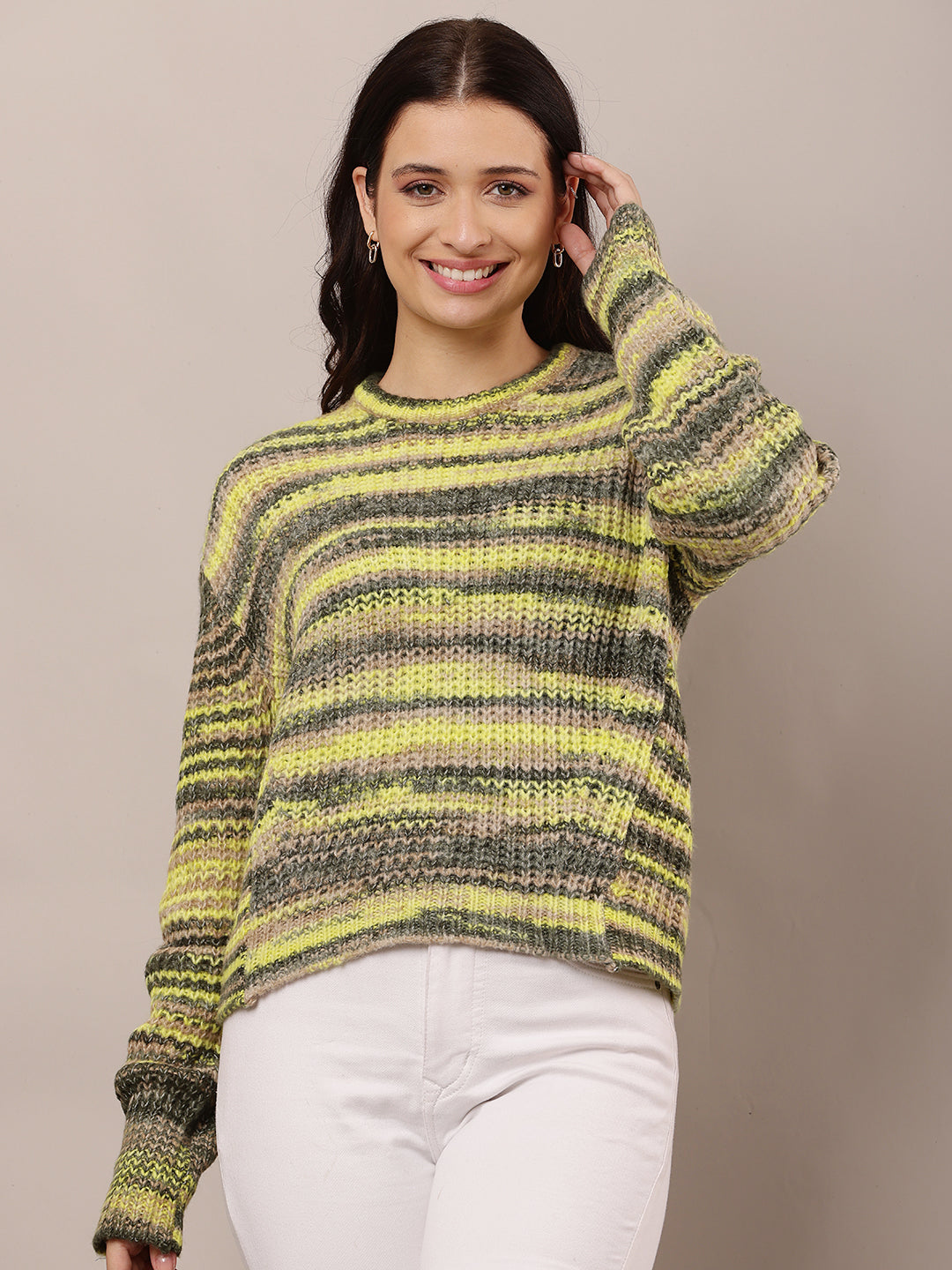 Wool Full Sleeve with Round Neck Yellow sweater