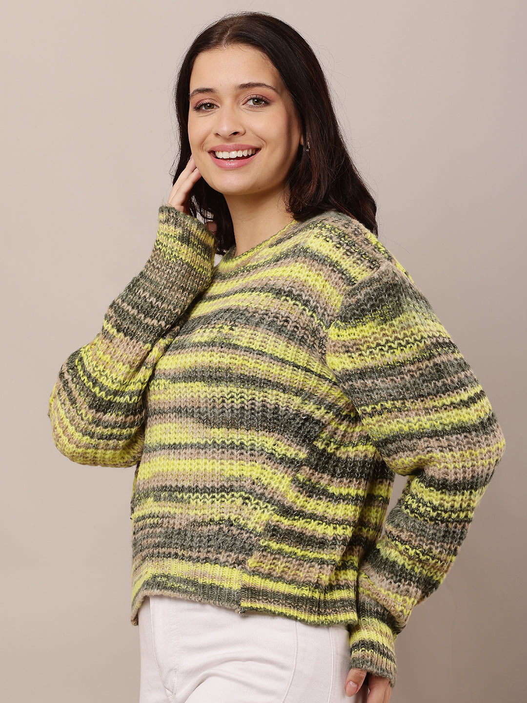 Wool Full Sleeve with Round Neck Yellow sweater