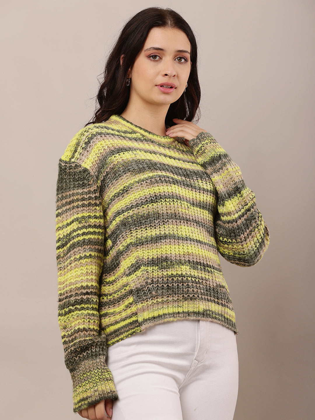 Wool Full Sleeve with Round Neck Yellow sweater