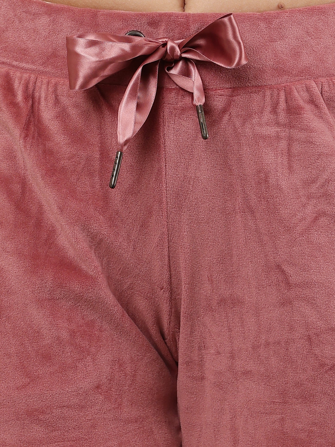 Polyester Elastic Waist with drawstring Winter Soft & Warm Light Wine Pyjama