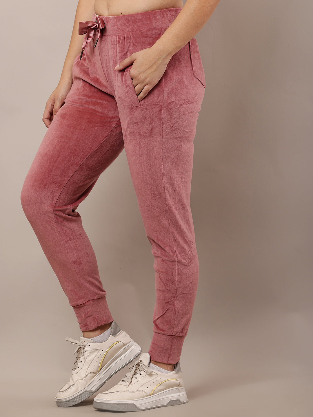 Polyester Elastic Waist with drawstring Winter Soft & Warm Light Wine Pyjama