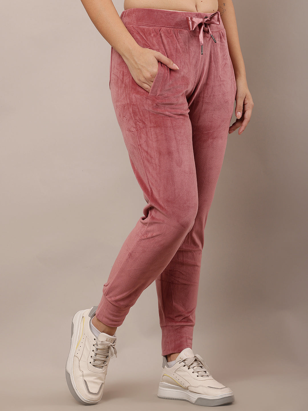 Polyester Elastic Waist with drawstring Winter Soft & Warm Light Wine Pyjama