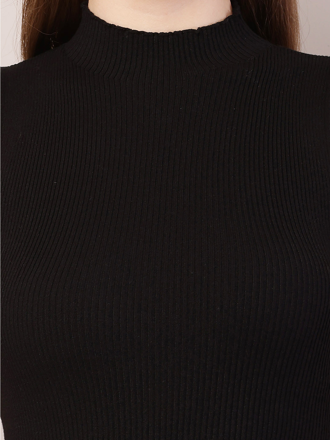 Viscose High-Neck with Sleeveless Black Bodycon Dress