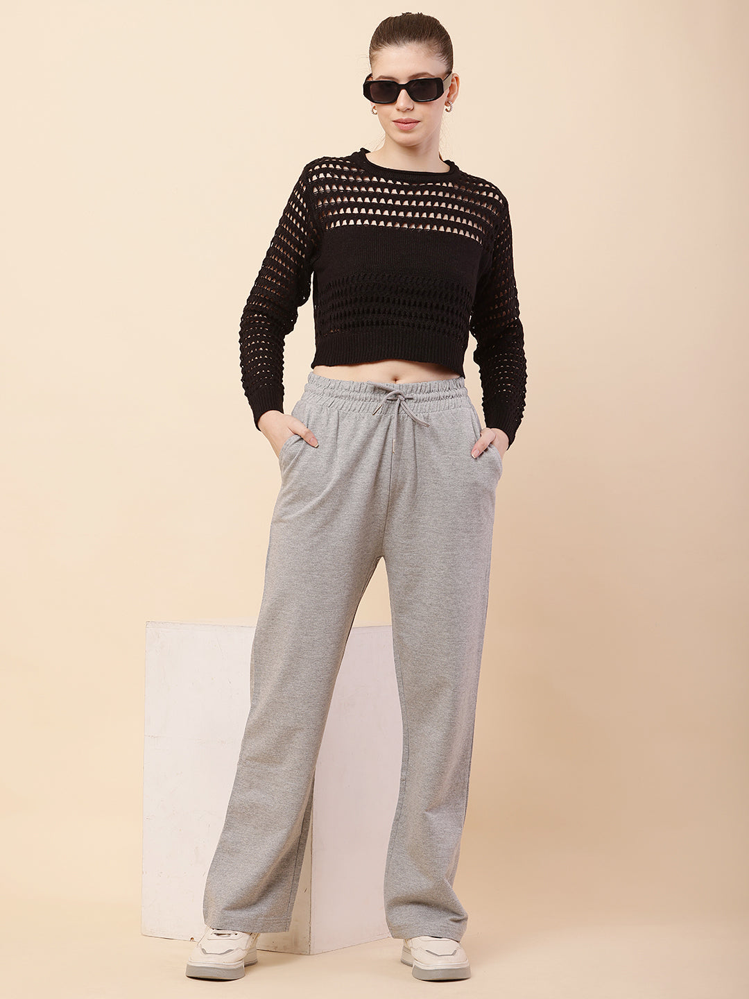 Cotton Elastic with Drawstring Grey Trouser