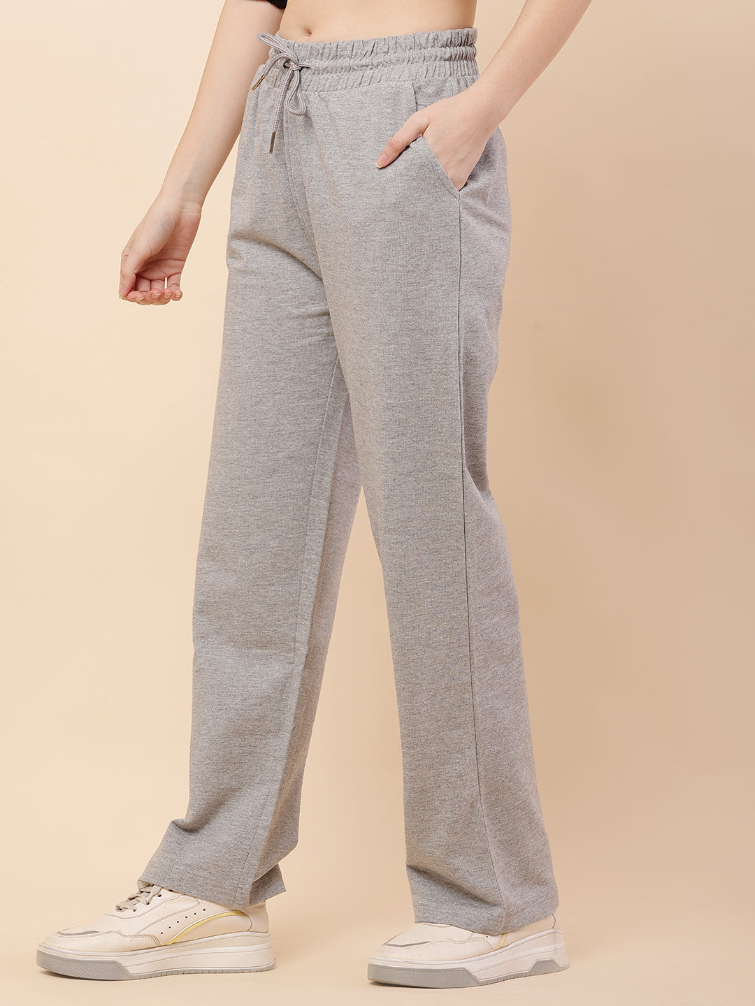 Cotton Elastic with Drawstring Grey Trouser