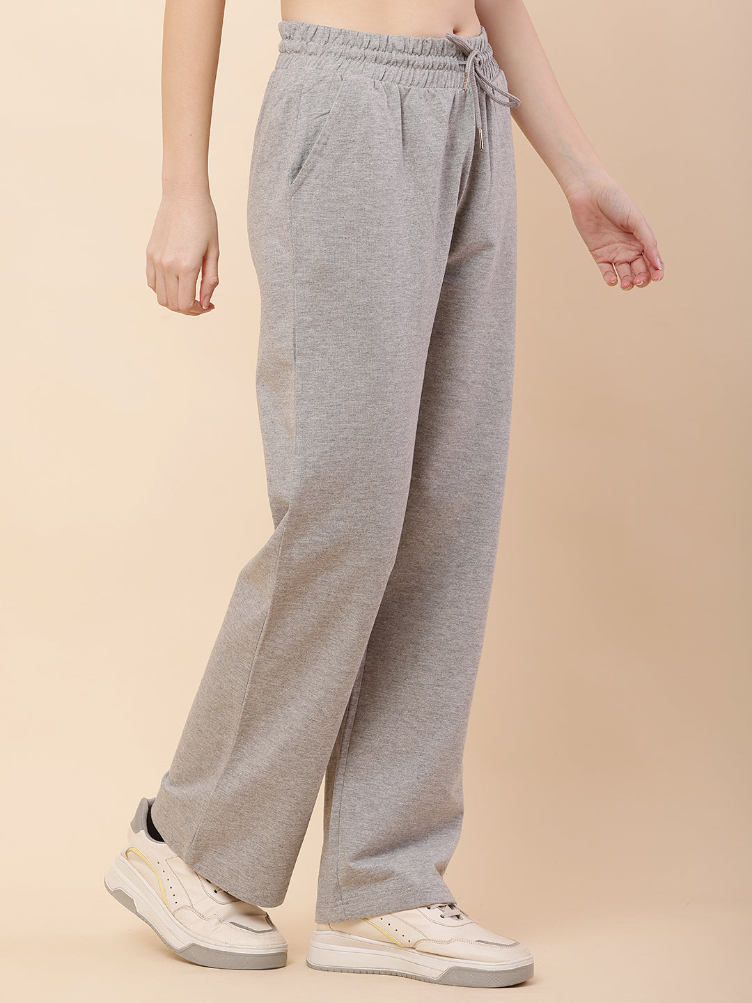 Cotton Elastic with Drawstring Grey Trouser