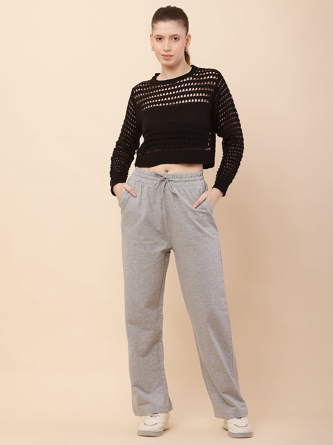 Cotton Elastic with Drawstring Grey Trouser