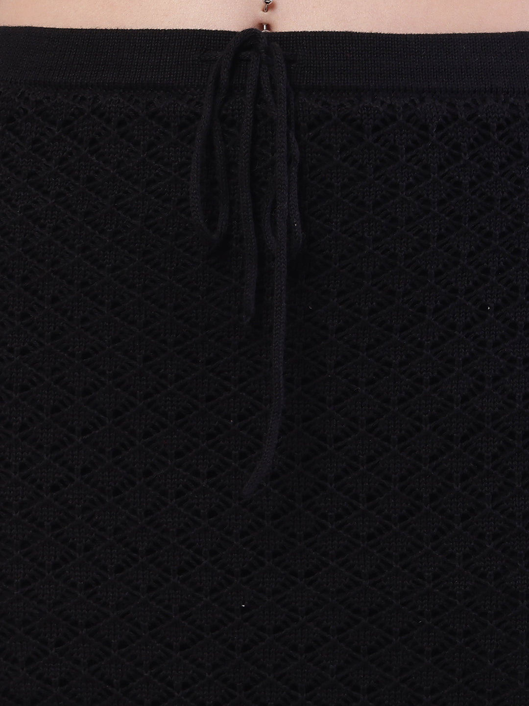 Cotton Mesh Crochet Black Sexy Sheer Maxi Skirt