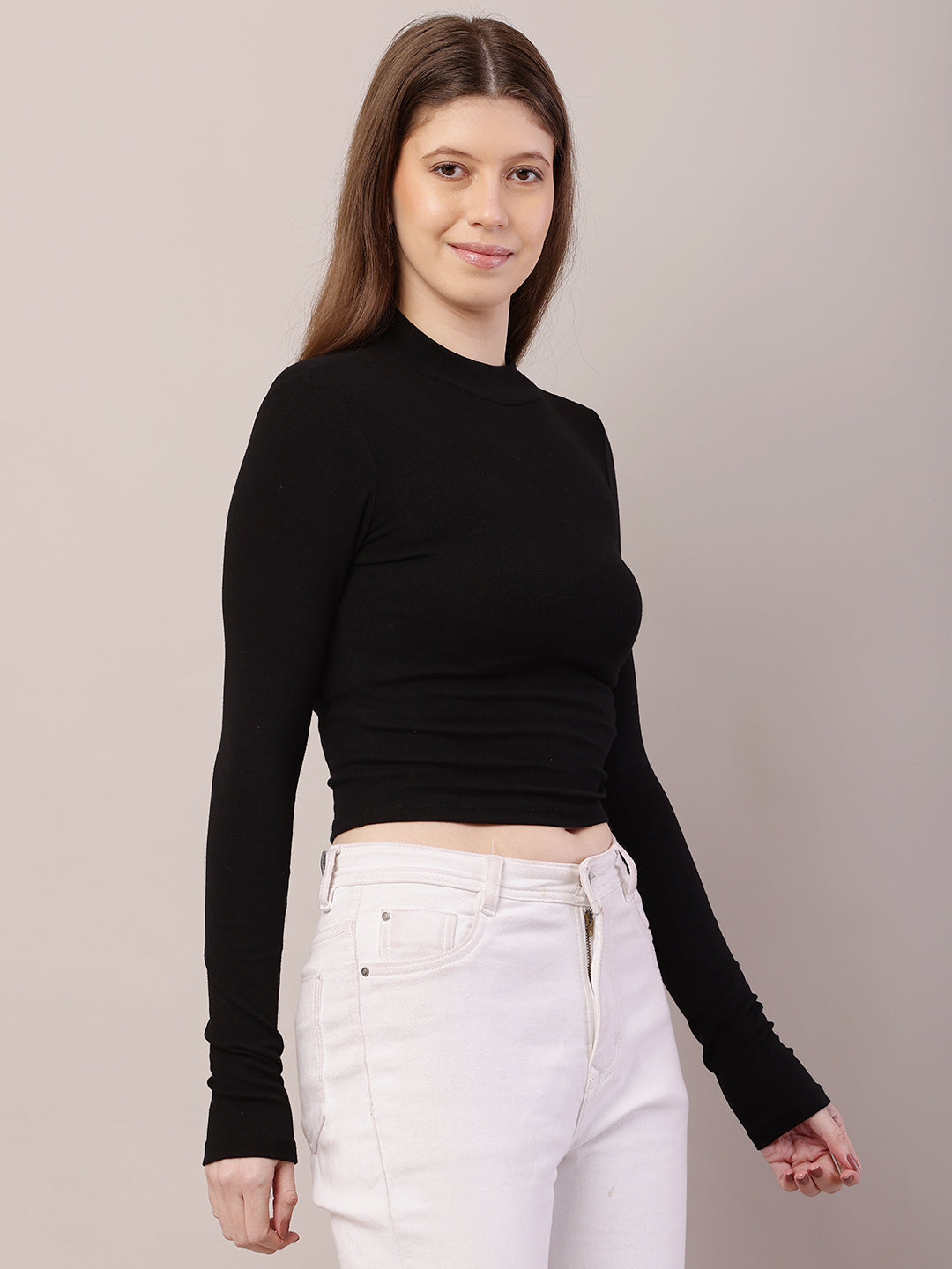 Acrylic Turtle Neck with Full Sleeve Black Sweater