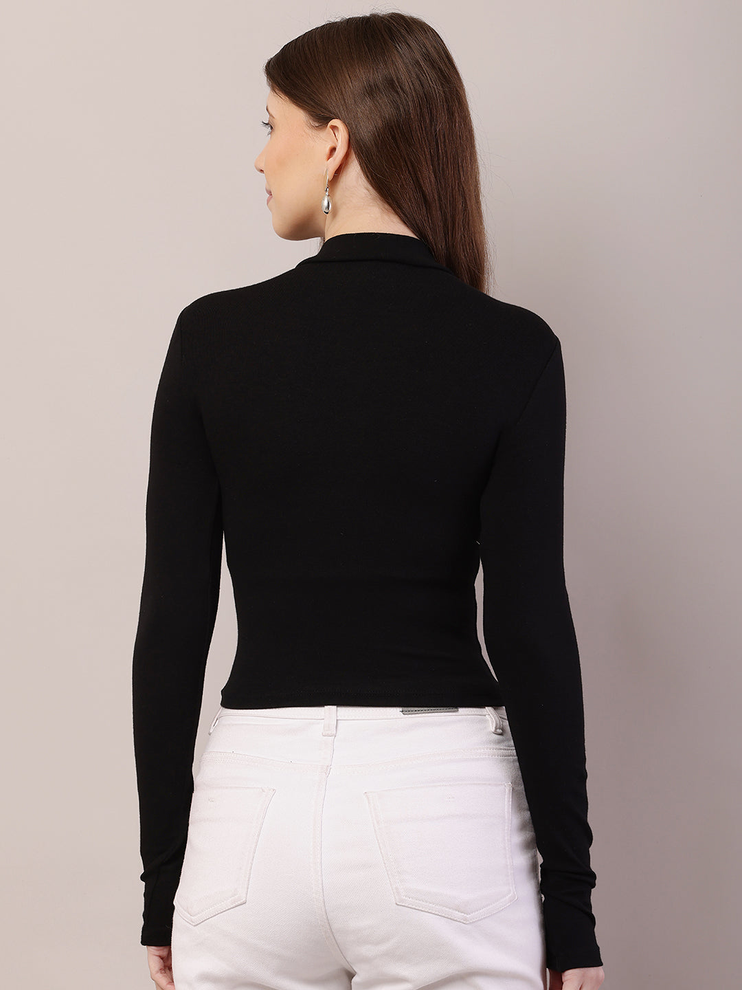 Acrylic Turtle Neck with Full Sleeve Black Sweater