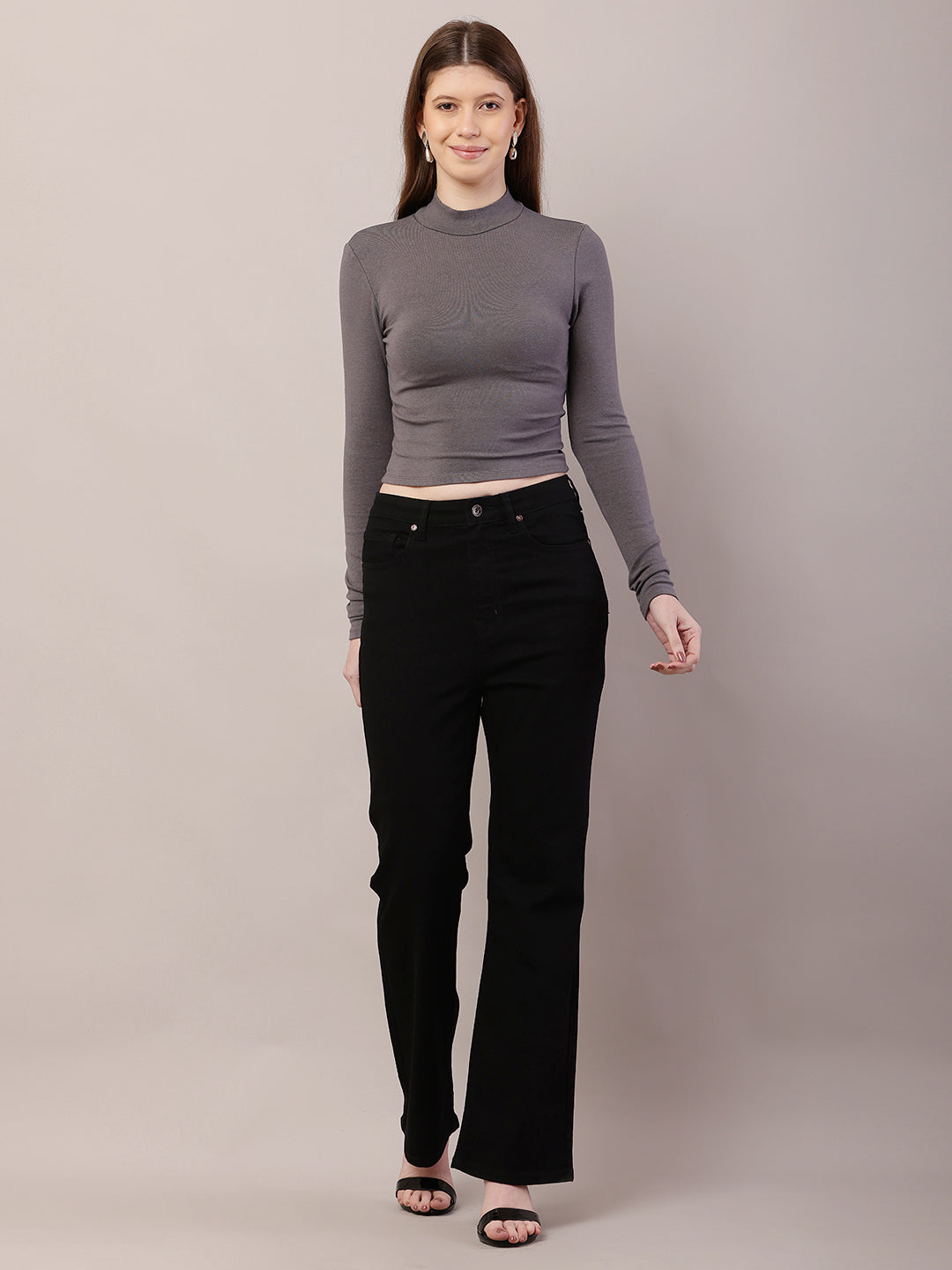 Acrylic Turtle Neck with Full Sleeve Grey Sweater