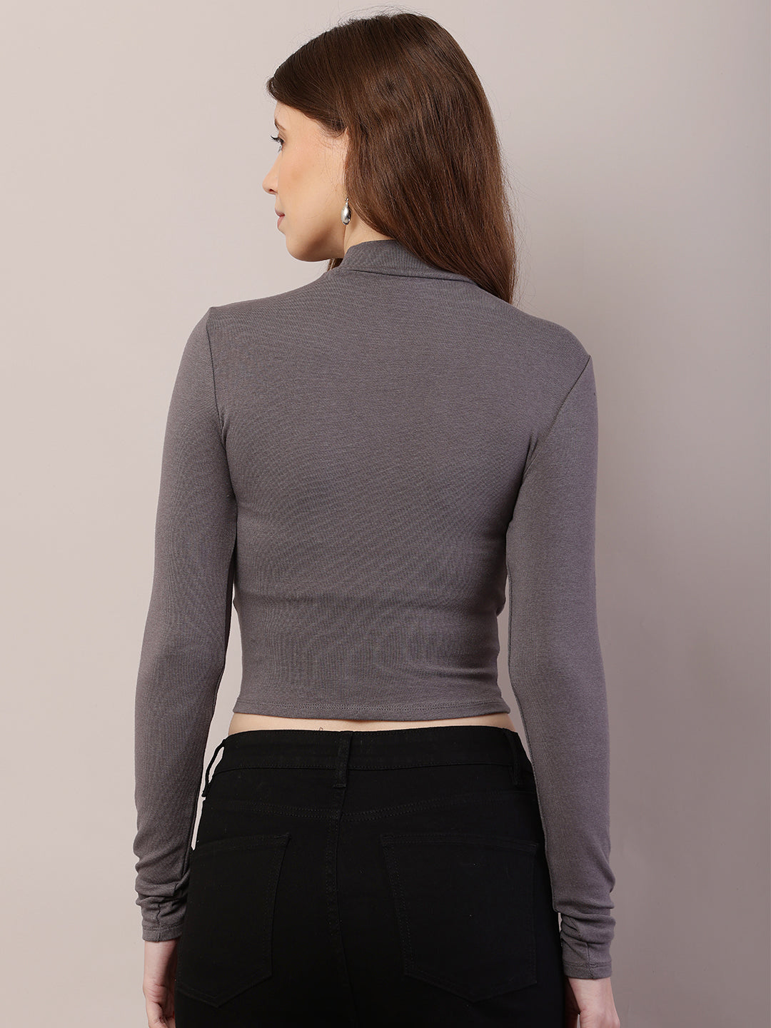 Acrylic Turtle Neck with Full Sleeve Grey Sweater