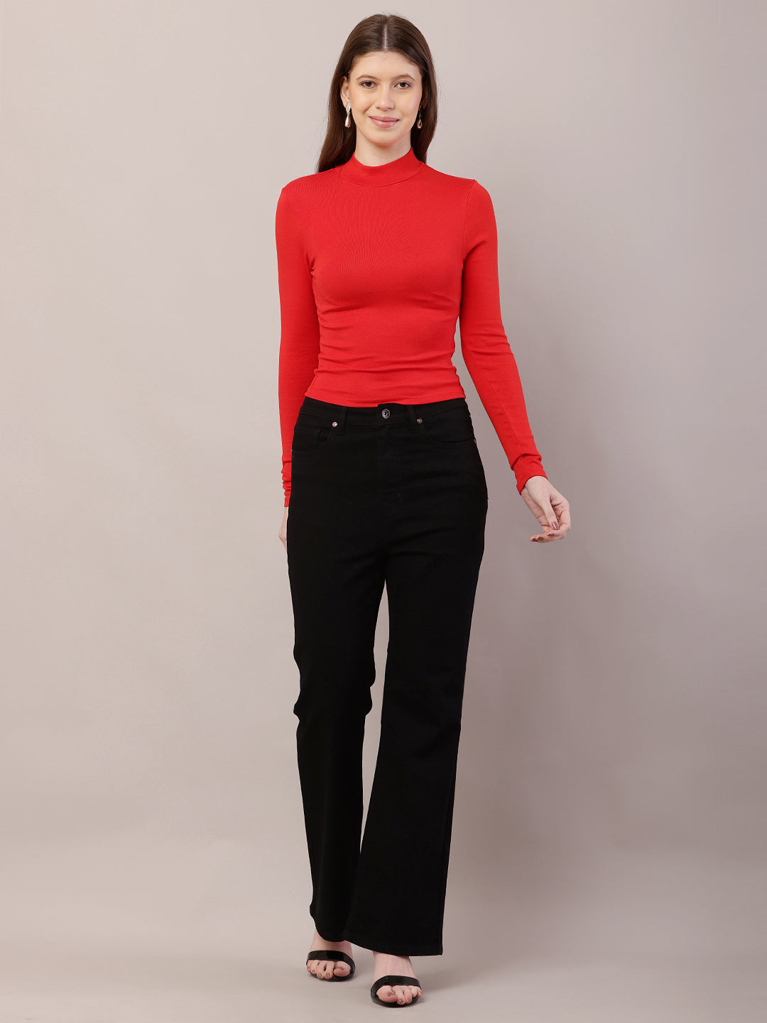 Acrylic Turtle Neck with Full Sleeve Red Sweater
