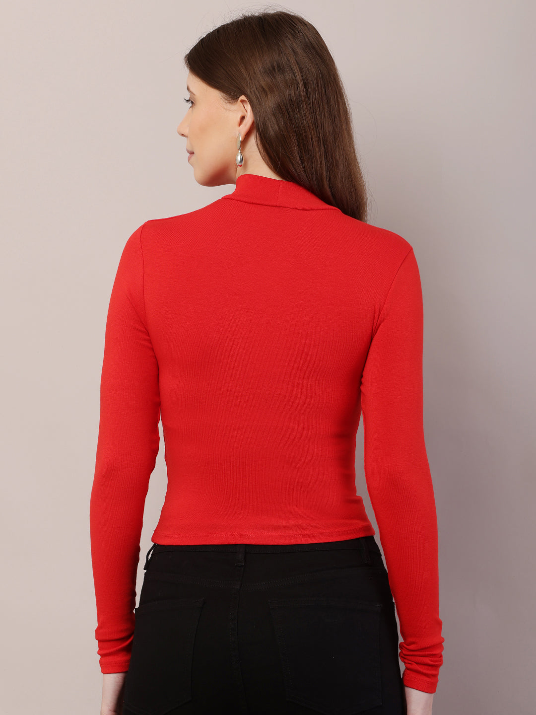 Acrylic Turtle Neck with Full Sleeve Red Sweater