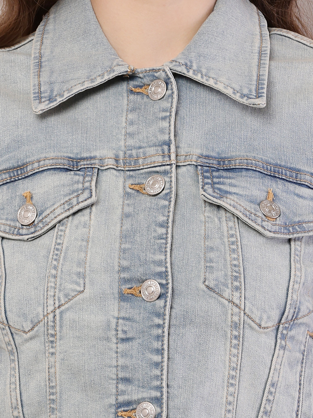 Cotton Denim Full Sleeve with Shirt Collar Light Blue Jacket