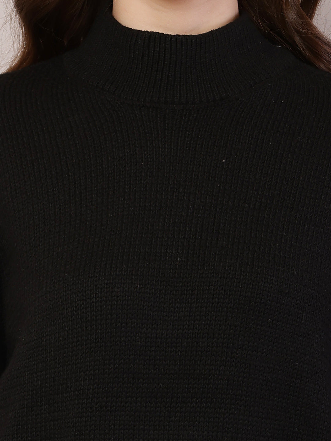 Acrylic Full Sleeve with High-Neck Black Sweater
